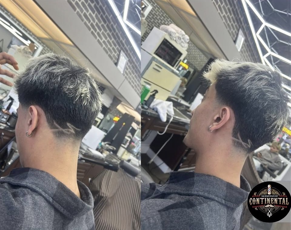 Buzz cut with X hair design at Continental Barbershop Kamloops